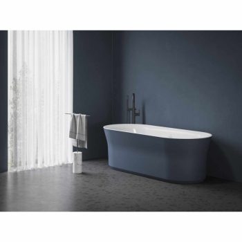   Ypsilon 180x80, akrilkád, Deepsea Blue/fehér, szabadonálló, fehér lefolyó