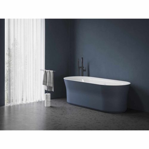 Ypsilon 180x80, akrilkád, Deepsea Blue/fehér, szabadonálló, fehér lefolyó