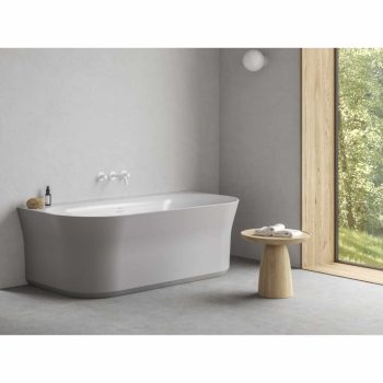   Ypsilon Wall 178x86, akrilkád, Smoke Grey/fehér, szabadonálló, fehér lefolyó