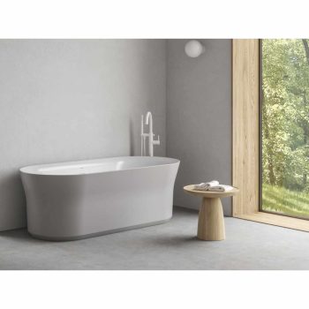   Ypsilon 180x80, akrilkád, Smoke Grey/fehér, szabadonálló, fehér lefolyó