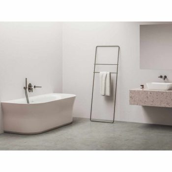   Ypsilon Wall 178x86, akrilkád, Alabaster Pink/fehér, szabadonálló, fehér lefolyó