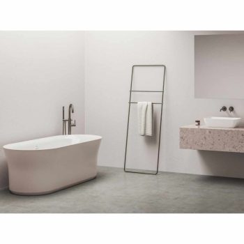   Ypsilon 180x80, akrilkád, Alabaster Pink/fehér, szabadonálló, fehér lefolyó