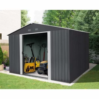   RIWALL PRO 8x10 antracit fém kerti tároló 3 x 2,4 m nyeregtetővel (antracit), RMSA 8x10