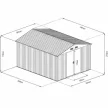 RIWALL PRO fém kerti tároló 3 x 3,7 m nyeregtetővel (barna), RMSA 12x10 Barna