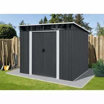   RIWALL PRO fém kerti tároló 2,4 x 2,8 m lapostetővel (antracit),RMSP 9x8 Anthracite LUX 
